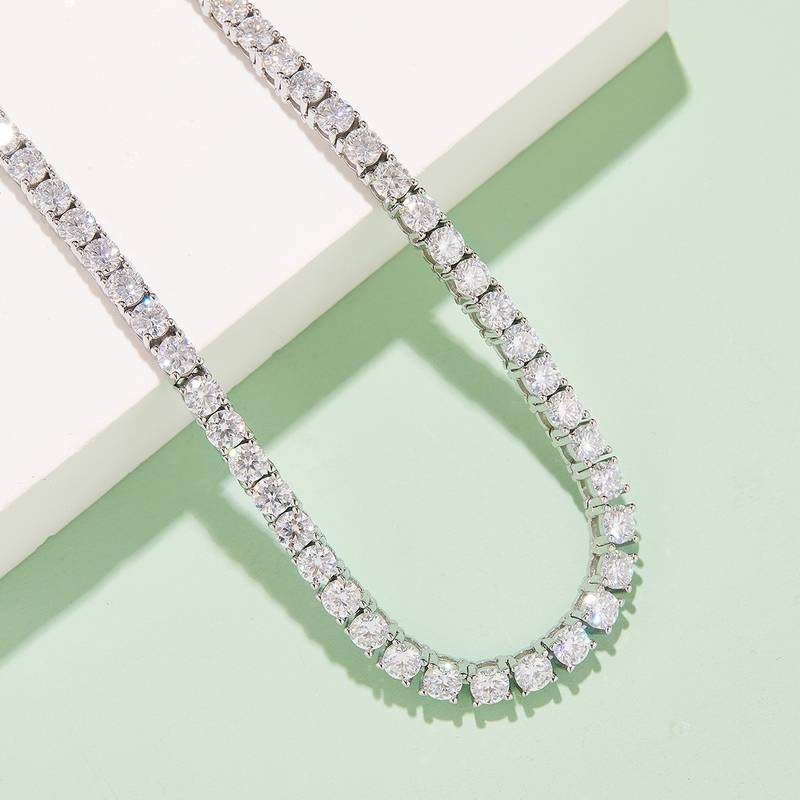 Classic四爪网球BraceletS925银镀18K白金MoissaniteD级